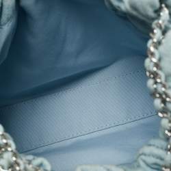 Pre Owned Tory Burch Light Blue Quilted Soft Denim Fleming Hobo