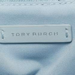Pre Owned Tory Burch Light Blue Quilted Soft Denim Fleming Hobo