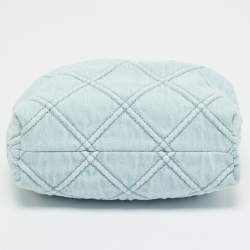 Pre Owned Tory Burch Light Blue Quilted Soft Denim Fleming Hobo