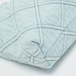 Pre Owned Tory Burch Light Blue Quilted Soft Denim Fleming Hobo