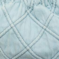Pre Owned Tory Burch Light Blue Quilted Soft Denim Fleming Hobo