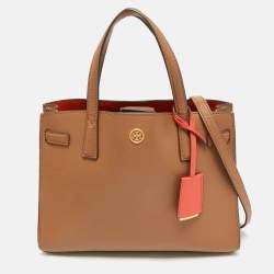 Pre Owned Tory Burch Brown Leather Walker Tote