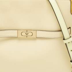 Pre Owned Tory Burch Multicolor Leather and Suede Small Whipstitch Lee Radziwill Top Hande Bag