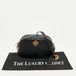 Pre Owned Tory Burch Black Quilted Leather Kira Camera Shoulder Bag