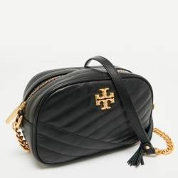 Pre Owned Tory Burch Black Quilted Leather Kira Camera Shoulder Bag