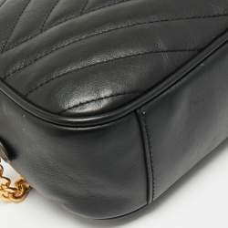 Pre Owned Tory Burch Black Quilted Leather Kira Camera Shoulder Bag