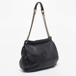 Pre Owned Tory Burch Black Leather Chelsea Flap Shoulder Bag