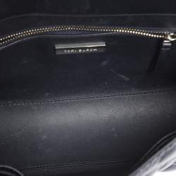 Pre Owned Tory Burch Navy Blue Quilted Leather and Tweed Trim Fleming Shoulder Bag