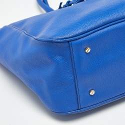 Pre Owned Tory Burch Blue Leather Roslyn Tote