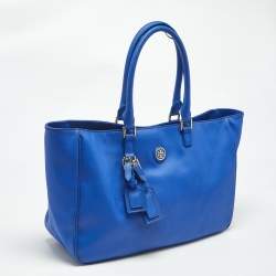 Pre Owned Tory Burch Blue Leather Roslyn Tote