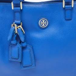 Pre Owned Tory Burch Blue Leather Roslyn Tote