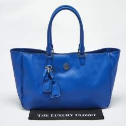 Pre Owned Tory Burch Blue Leather Roslyn Tote