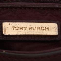 Pre Owned Tory Burch Burgundy Leather Thea Fap Crossbody Bag