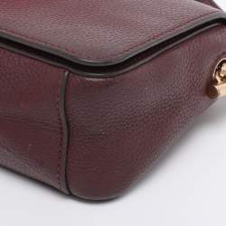 Pre Owned Tory Burch Burgundy Leather Thea Fap Crossbody Bag