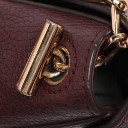 Pre Owned Tory Burch Burgundy Leather Thea Fap Crossbody Bag
