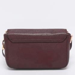 Pre Owned Tory Burch Burgundy Leather Thea Fap Crossbody Bag