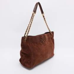 Pre Owned Tory Burch Brown Suede McGraw Slouchy Tote