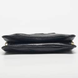 Pre Owned Tory Burch Navy Blue Snakeskin Embossed Leather Reva Flap Shoulder Bag