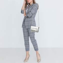 Pre Owned Tory Burch Silver Saffiano Leather Robinson Flap Shoulder Bag