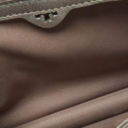 Pre Owned Tory Burch Silver Saffiano Leather Robinson Flap Shoulder Bag