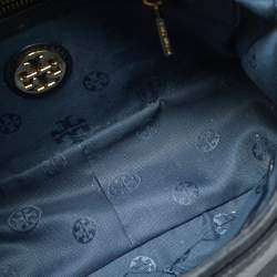 Pre Owned Tory Burch Navy Blue Leather Marion Shoulder Bag