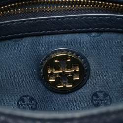 Pre Owned Tory Burch Navy Blue Leather Marion Shoulder Bag