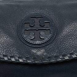 Pre Owned Tory Burch Navy Blue Leather Marion Shoulder Bag