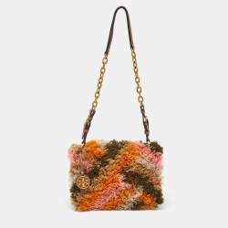 Pre Owned Tory Burch Multicolor Fabric and Leather Sadie Rug Shoulder Bag