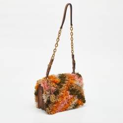 Pre Owned Tory Burch Multicolor Fabric and Leather Sadie Rug Shoulder Bag