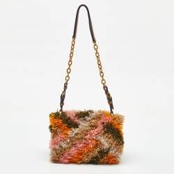 Pre Owned Tory Burch Multicolor Fabric and Leather Sadie Rug Shoulder Bag