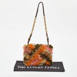 Pre Owned Tory Burch Multicolor Fabric and Leather Sadie Rug Shoulder Bag
