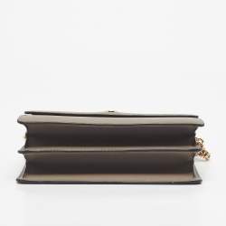 Pre Owned Tory Burch Grey Leather Robinson Flap Shoulder Bag 