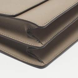 Pre Owned Tory Burch Grey Leather Robinson Flap Shoulder Bag 