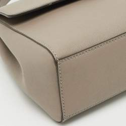 Pre Owned Tory Burch Light Grey Saffiano Leather Small Robinson Top Handle Bag