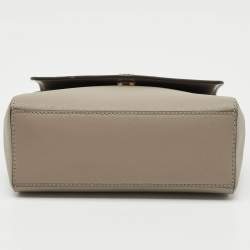 Pre Owned Tory Burch Light Grey Saffiano Leather Small Robinson Top Handle Bag