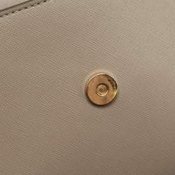 Pre Owned Tory Burch Light Grey Saffiano Leather Small Robinson Top Handle Bag