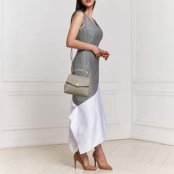 Pre Owned Tory Burch Light Grey Saffiano Leather Small Robinson Top Handle Bag