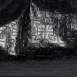 Pre Owned Tory Burch Black Logo Embossed Leather Dafina Hobo