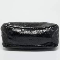 Pre Owned Tory Burch Black Logo Embossed Leather Dafina Hobo