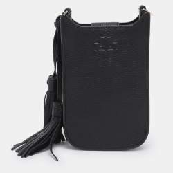 مملوكة مسبقًا Tory Burch Black Leather Thea Cellphone Crossbody Bag