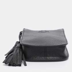 Pre Owned Tory Burch Black Leather Thea Cellphone Crossbody Bag