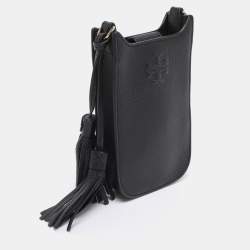 Pre Owned Tory Burch Black Leather Thea Cellphone Crossbody Bag