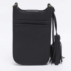 Pre Owned Tory Burch Black Leather Thea Cellphone Crossbody Bag