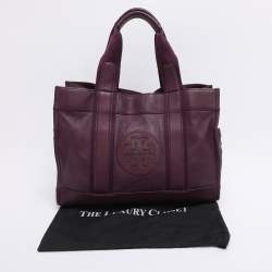Pre Owned Tory Burch Purple Leather Tote