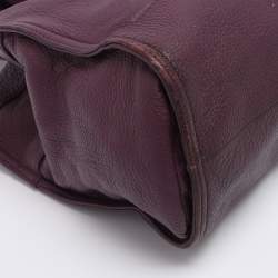 Pre Owned Tory Burch Purple Leather Tote