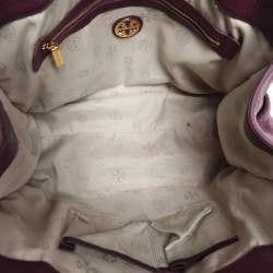 Pre Owned Tory Burch Purple Leather Tote