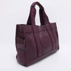 Pre Owned Tory Burch Purple Leather Tote