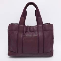 Pre Owned Tory Burch Purple Leather Tote