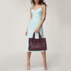 Pre Owned Tory Burch Purple Leather Tote