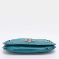 Pre Owned Tory Burch Teal Green Leather Amanda Crossbody Bag